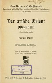 Cover of: Der arische Orient (Orient III) eine länderkunde
