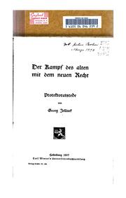 Cover of: Der Kampf des alten mit dem neuen Recht ... by Georg Jellinek