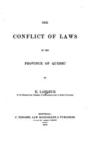 Cover of: The conflict of laws in the province of Quebec
