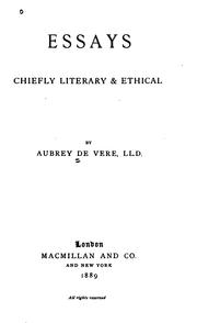 Cover of: Essays, chiefly literary and ethical. by Aubrey De Vere