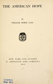 Cover of: The American hope
