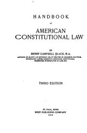 Cover of: Handbook of American constitutional law by Henry Campbell Black