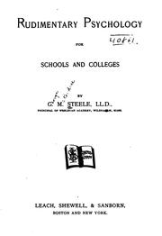 Cover of: Rudimentary psychology for schools and colleges