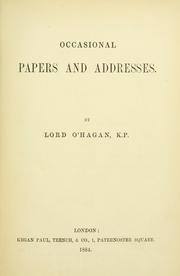 Cover of: Occasional papers and addresses. by O'Hagan, Thomas O'Hagan Baron
