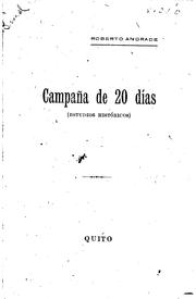 Cover of: Campaña de 20 días: (estudios historicos)