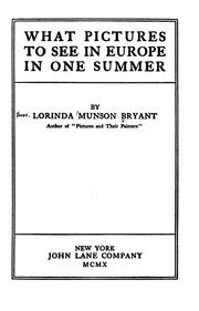 Cover of: What pictures to see in Europe in one summer by Lorinda Munson Bryant