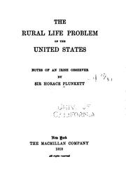 Cover of: The rural life problem of the United States: notes of an Irish observer