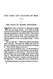 The care and culture of men by David Starr Jordan