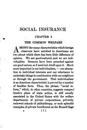 Cover of: Social insurance, a program of social reform