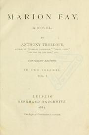 Cover of: Marion Fay by Anthony Trollope