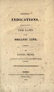 Cover of: General indications, which relate to the laws of the organic life.