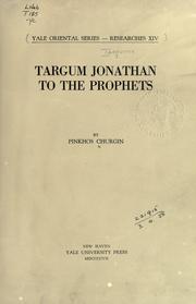 Targum Jonathan to the Prophets by Churgin, Pinkhos