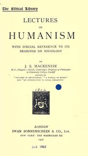 Cover of: Lectures on humanism by J. S. Mackenzie