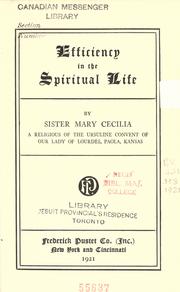 Cover of: Efficiency in the spiritual life