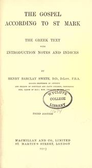 Cover of: The Gospel according to St. Mark: the Greek text