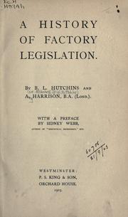 Cover of: history of factory legislation