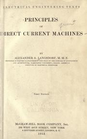 Principles of direct-current machines by Alexander Suss Langsdorf