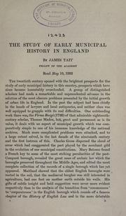 Cover of: The study of early municipal history in England