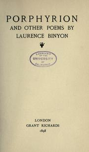 Cover of: Porphyrion, and other poems.