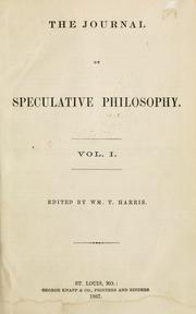 Cover of: The Journal of speculative philosophy. by 