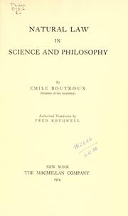 Cover of: Natural law in science and philosophy