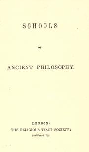 Cover of: Schools of ancient philosophy.