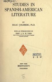 Studies in Spanish-American literature by Goldberg, Isaac