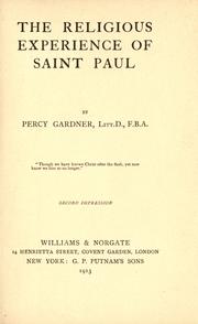 Cover of: The religious experience of Saint Paul by Percy Gardner, Percy Gardner