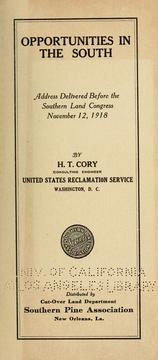 Cover of: Opportunities in the South by H. T. Cory