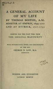 Cover of: A general account of my life by Thomas Boston