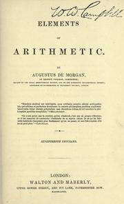 Cover of: Elements of arithmetic by Augustus De Morgan
