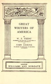 Cover of: Great writers of America by William Peterfield Trent