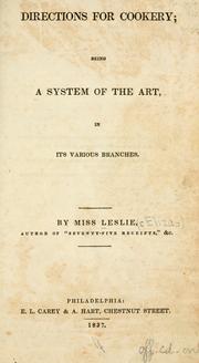 Cover of: Directions for cookery by Eliza Leslie