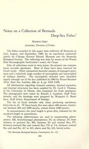 Cover of: Notes on a collection of Bermuda deep-sea fishes.