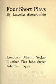 Cover of: Four short plays by Lascelles Abercrombie