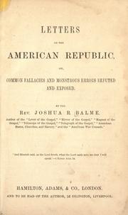 Cover of: Letters on the American republic by Joshua R. Balme