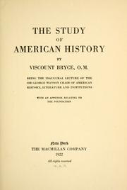 Cover of: The study of American history by James Bryce