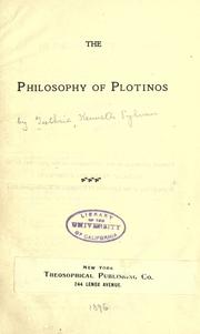 Cover of: The philosophy of Plotinos