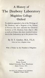 The Daubeny laboratory register, 1849-1923 by Robert T. Gunther