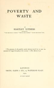 Cover of: Poverty and waste by Withers, Hartley
