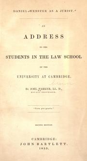 Cover of: Daniel Webster as a jurist by Parker, Joel