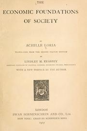 Cover of: The economic foundations of society by Achille Loria, Achille Loria