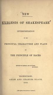 Cover of: New exegesis of Shakespeare by 