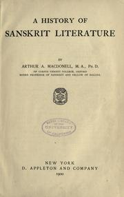Cover of: A history of Sanskrit literature by Arthur Anthony Macdonell