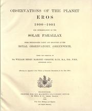Cover of: Observations of the planet Eros 1900-1901 by Royal Greenwich Observatory.