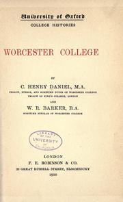 Cover of: Worcester college by C. H. O. Daniel
