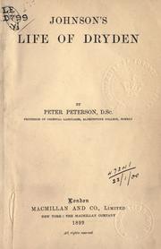 Cover of: Life of Dryden.: Edited by Peter Peterson.