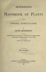 Cover of: Henderson's Handbook of plants and general horticulture. by Peter Henderson, Peter Henderson