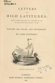 Cover of: Letters from high latitudes by Frederick Hamilton-Temple-Blackwood, 1st Marquess of Dufferin and Ava