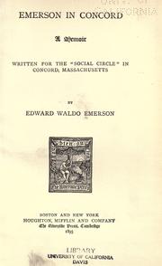 Cover of: Emerson in Concord by Edward Waldo Emerson